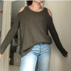 Free People Olive Sunrise Fatigue Thermal Sweater Pullover Size Small